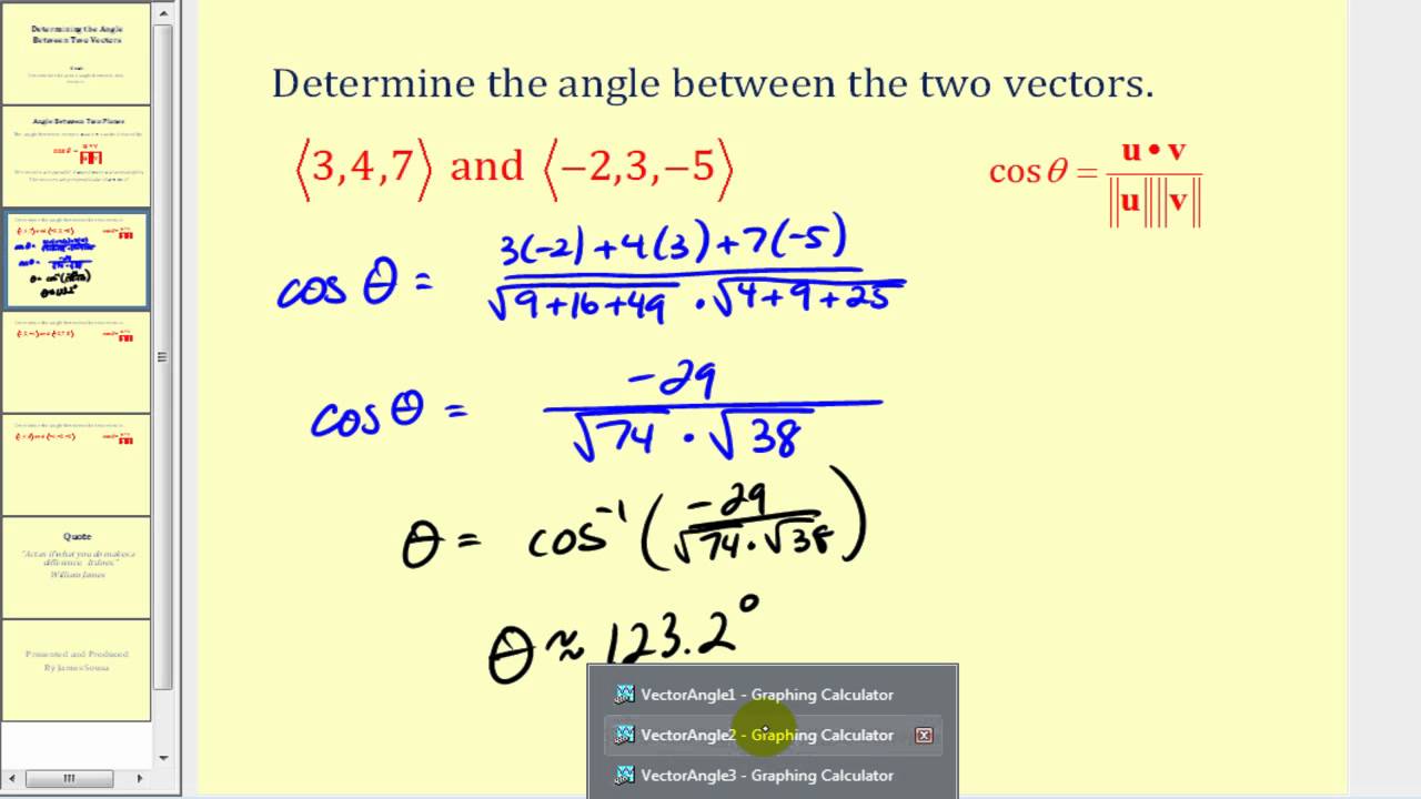 Vectors and Angle Calculation